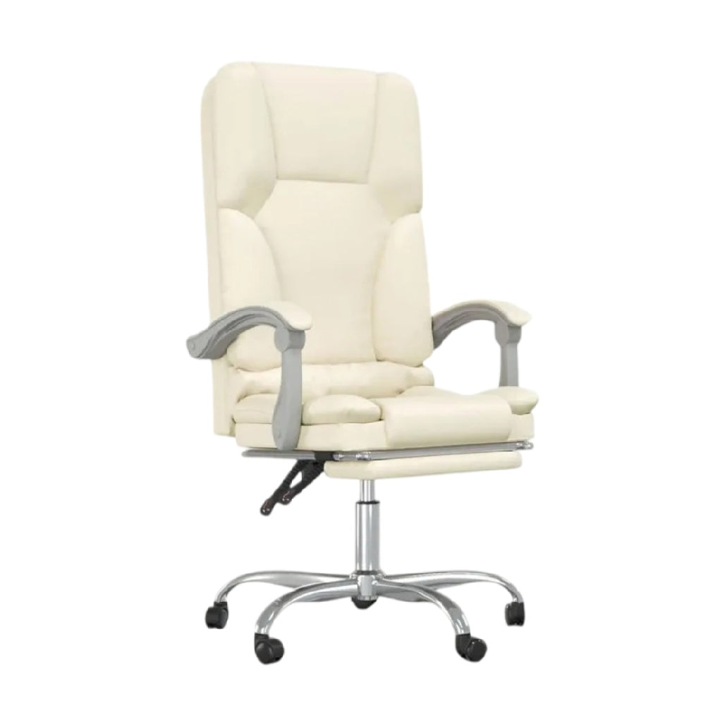 **Fauteuil de bureau ergonomique en cuir PU blanc avec accoudoirs et réglage de hauteur**